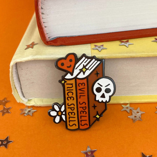 Enamel Pin - Spell Books Halloween (Orange) (Glow in the Dark)