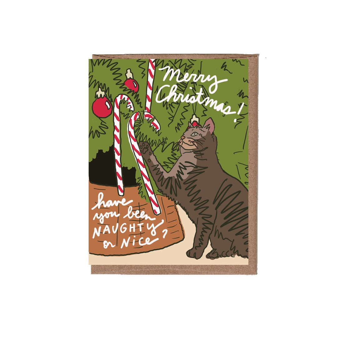 Greeting Card - Scratch & Sniff Candy Cane Cat Christmas
